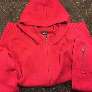 Cruciani for Jared M. Red 100% Wool Men's Full-Zip Hooded Sweater